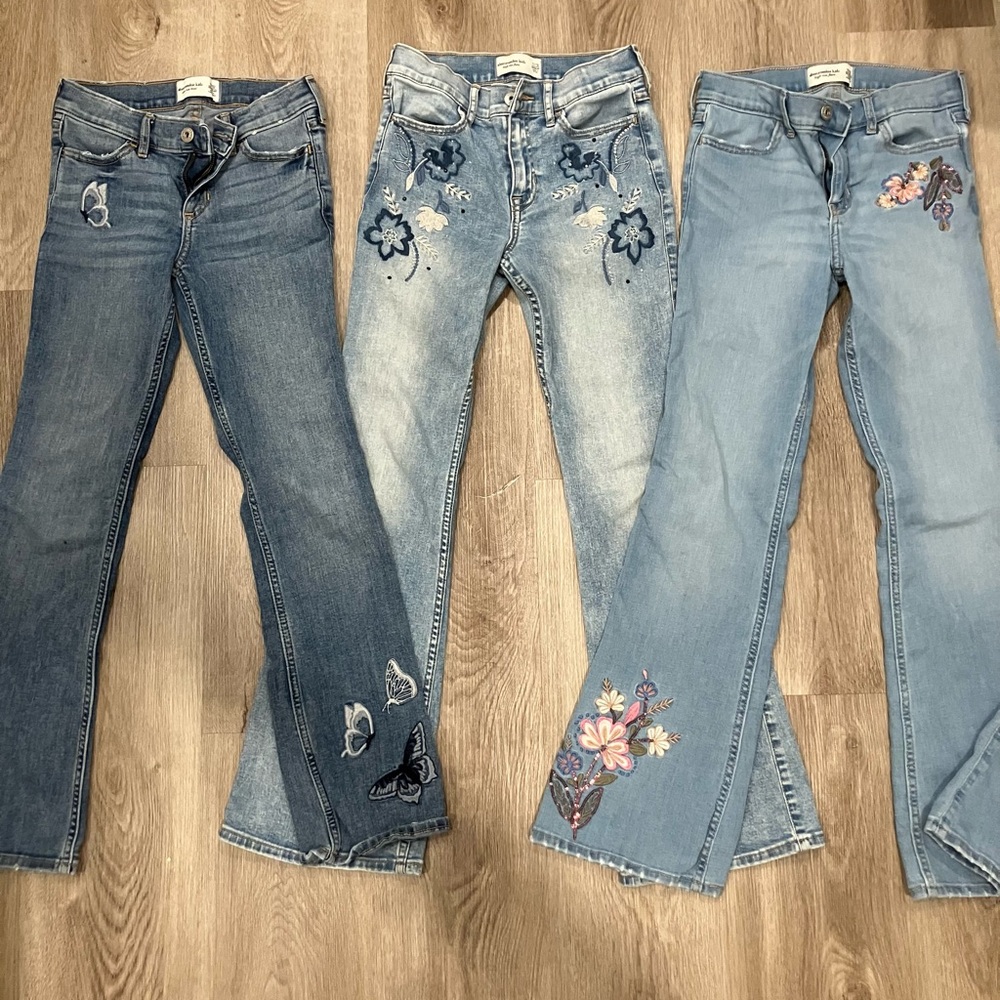 Abercrombie Kids Blue Embroidered Jeans